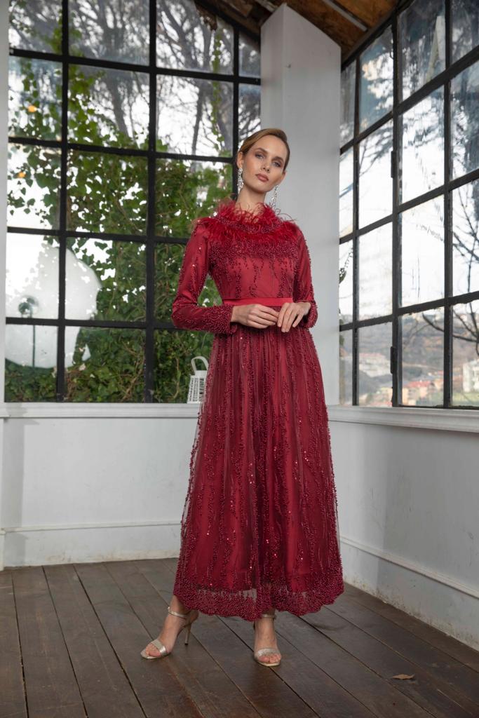 BIANCA EVENING DRESS MAROON