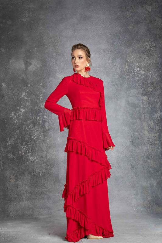 LILINA EVENING DRESS RED